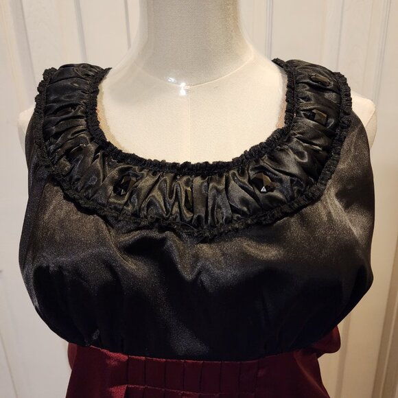 NWT - Kiyonna black & ruby red beaded silky/satin "tank" top - Picture 3 of 4